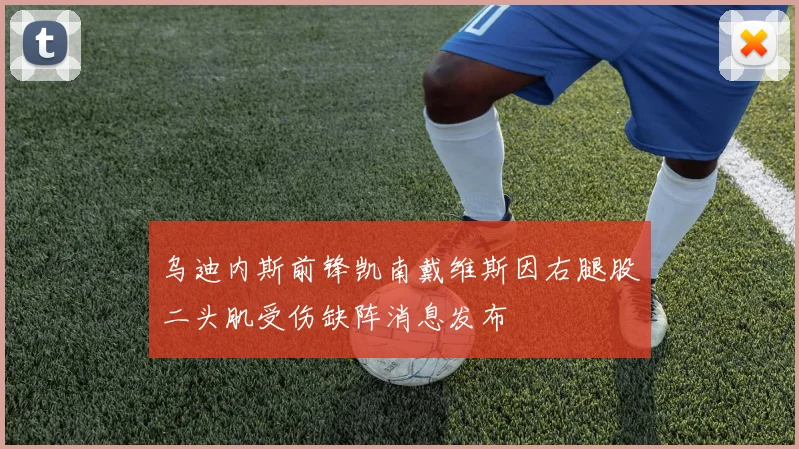 乌迪内斯前锋凯南戴维斯因右腿股二头肌受伤缺阵消息发布